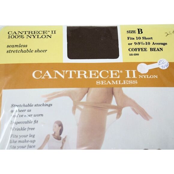 Vintage Nylon Stockings 2 Pair Cantrece Gaymode Coffee Bean B 10 Short - Hey Viv - Picture 3 of 6